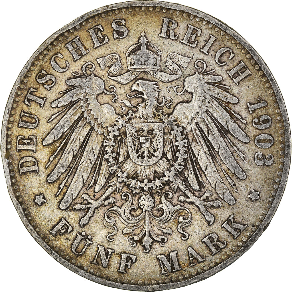 Coin, German States, Prussia., Wilhelm II, 5 Mark, 1903, Berlin, VF(20-25)