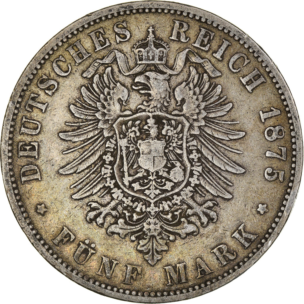 Münze, Deutsch Staaten, Prussia., Wilhelm I, 5 Mark, 1875, Breslau, S, Silber