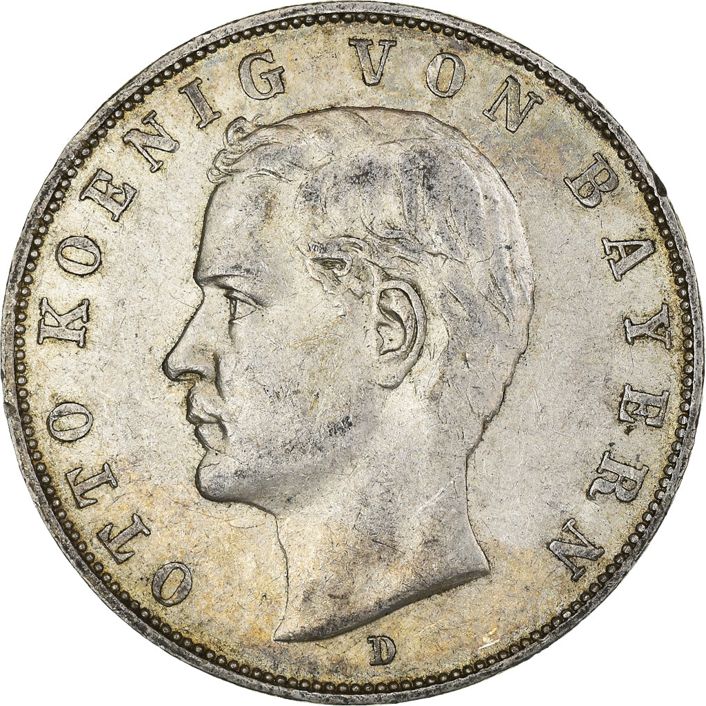 Coin, German States, Bavaria., Otto, 3 Mark, 1912, Munich, EF(40-45), Silver