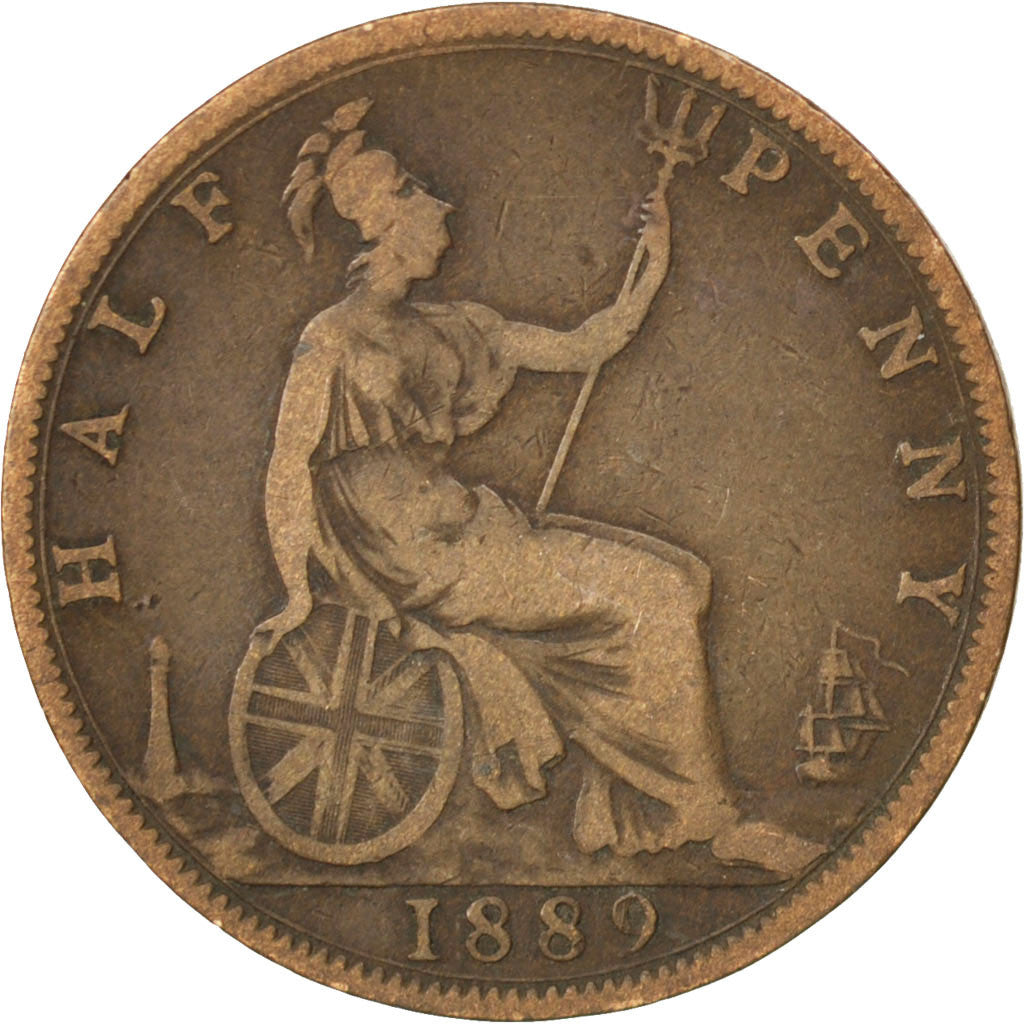 GREAT BRITAIN, 1/2 Penny, 1889, KM #754, VF(20-25), Bronze, 5.38