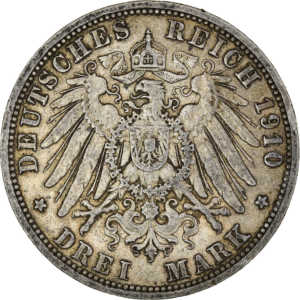 Moneta, Stati tedeschi, Prussia., Wilhelm II, 3 Mark, 1910, Berlin, MB, Argento
