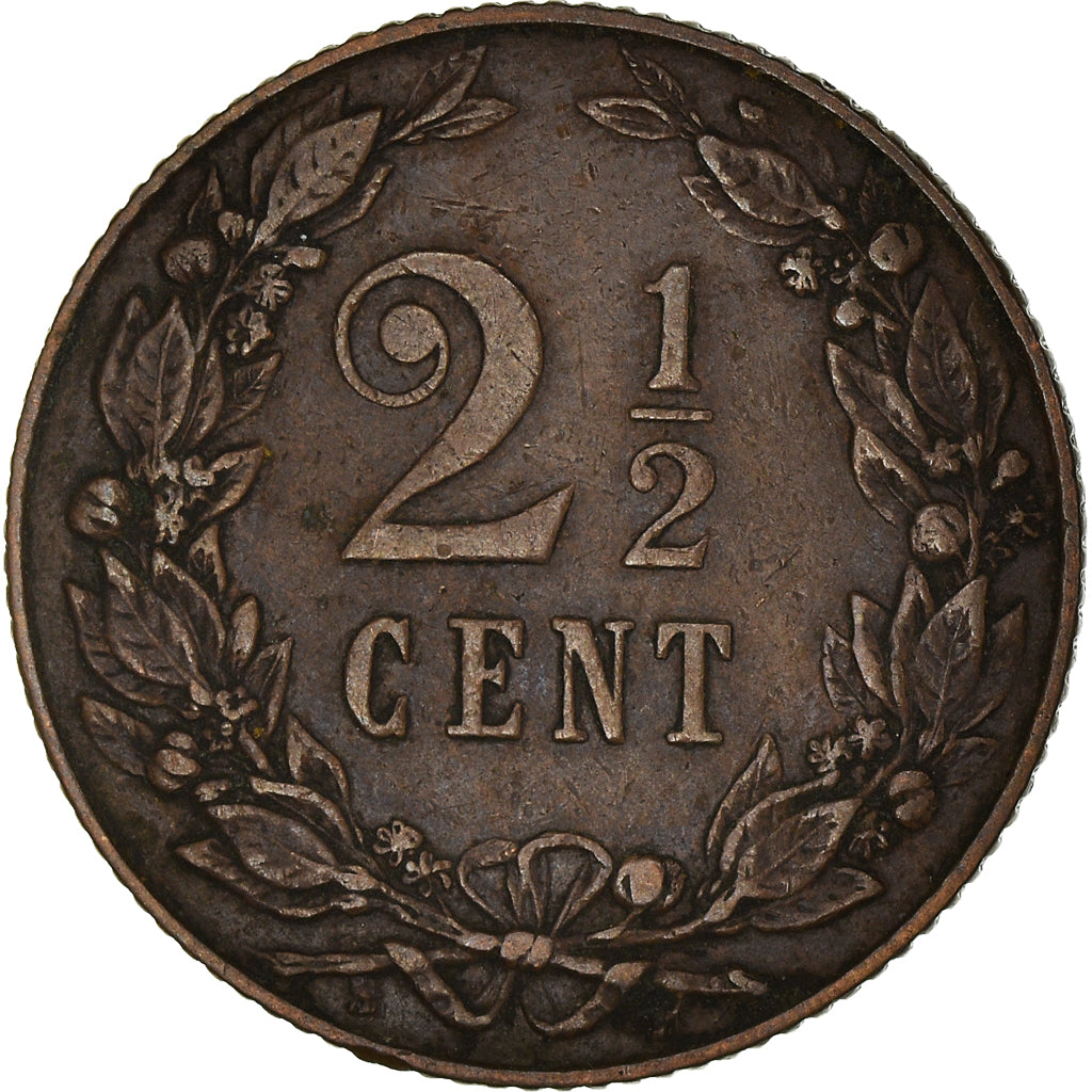 Coin, Netherlands, Wilhelmina I, 2-1/2 Cent, 1904, Utrecht, AU(50-53), Bronze