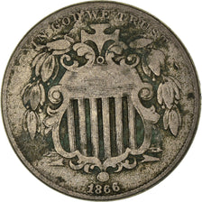 Monnaie, États-Unis, 5 Cents, 1866, Philadelphie, Union Shield, B+