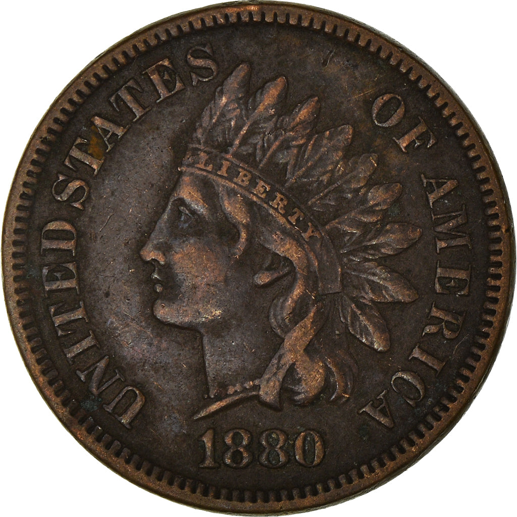 Coin, United States, Indian Head, Cent, 1880, Philadelphia, EF(40-45), Bronze