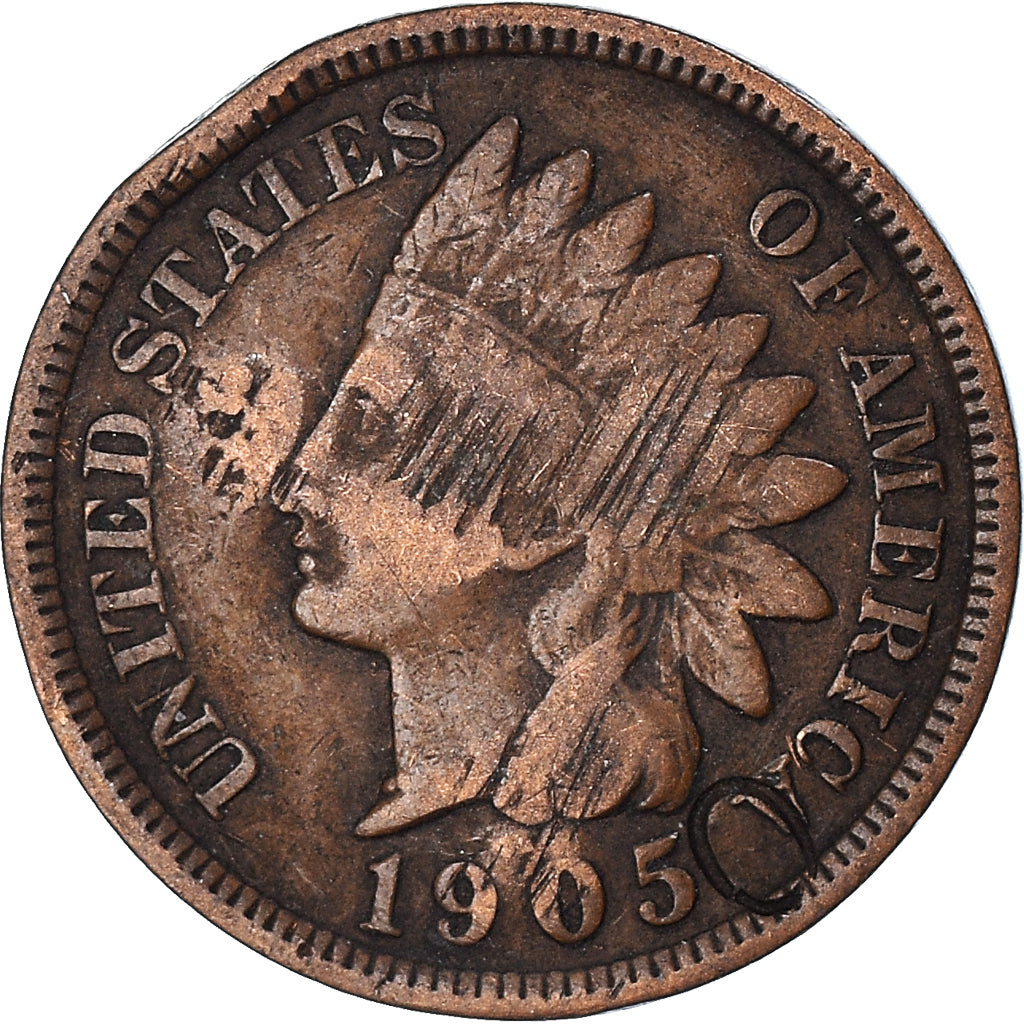 Moneta, Stati Uniti, Indian Head, Cent, 1905, Philadelphia, MB, Bronzo, KM:90a