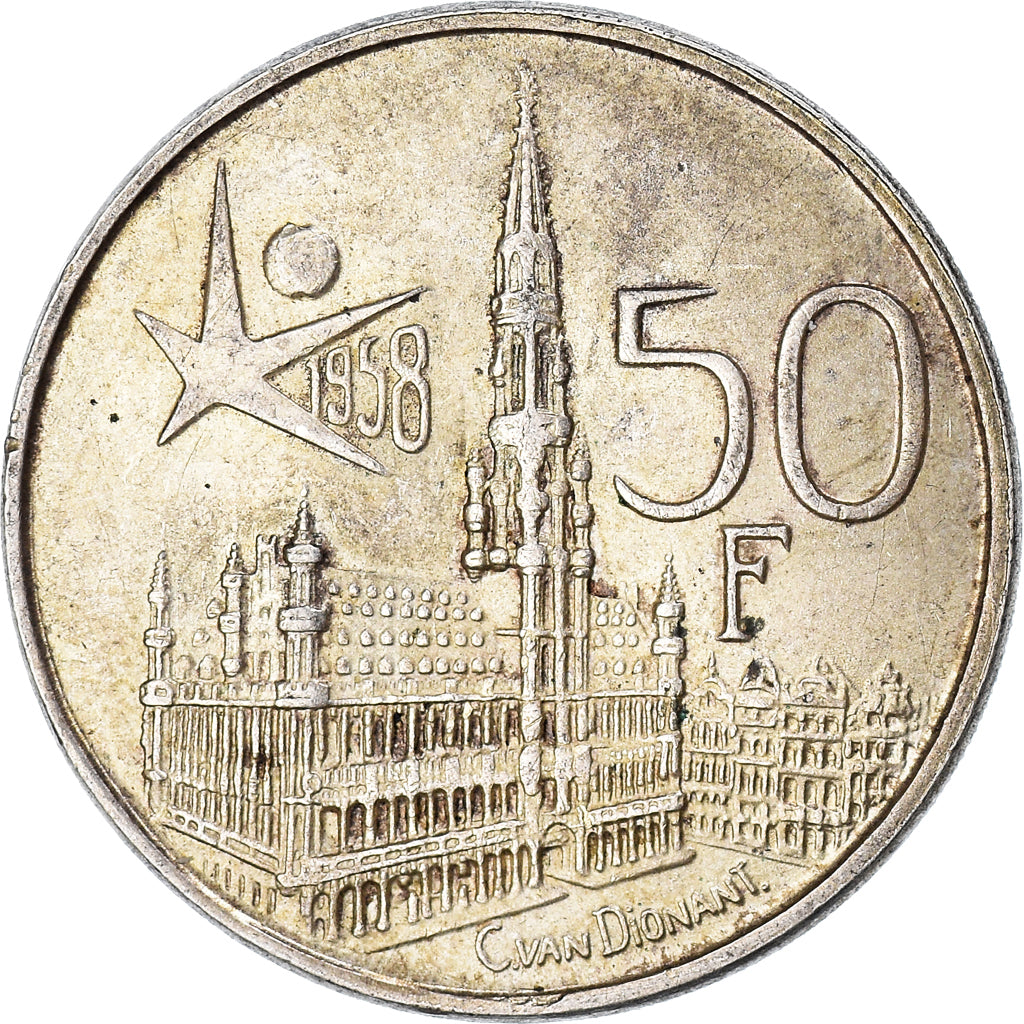 Coin, Belgium, Baudouin I, 50 Francs, 1958, Royal Belgium Mint, AU(50-53)