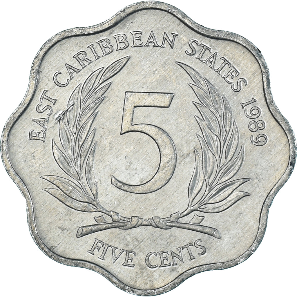 Monnaie, Etats des caraibes orientales, 5 Cents, 1989