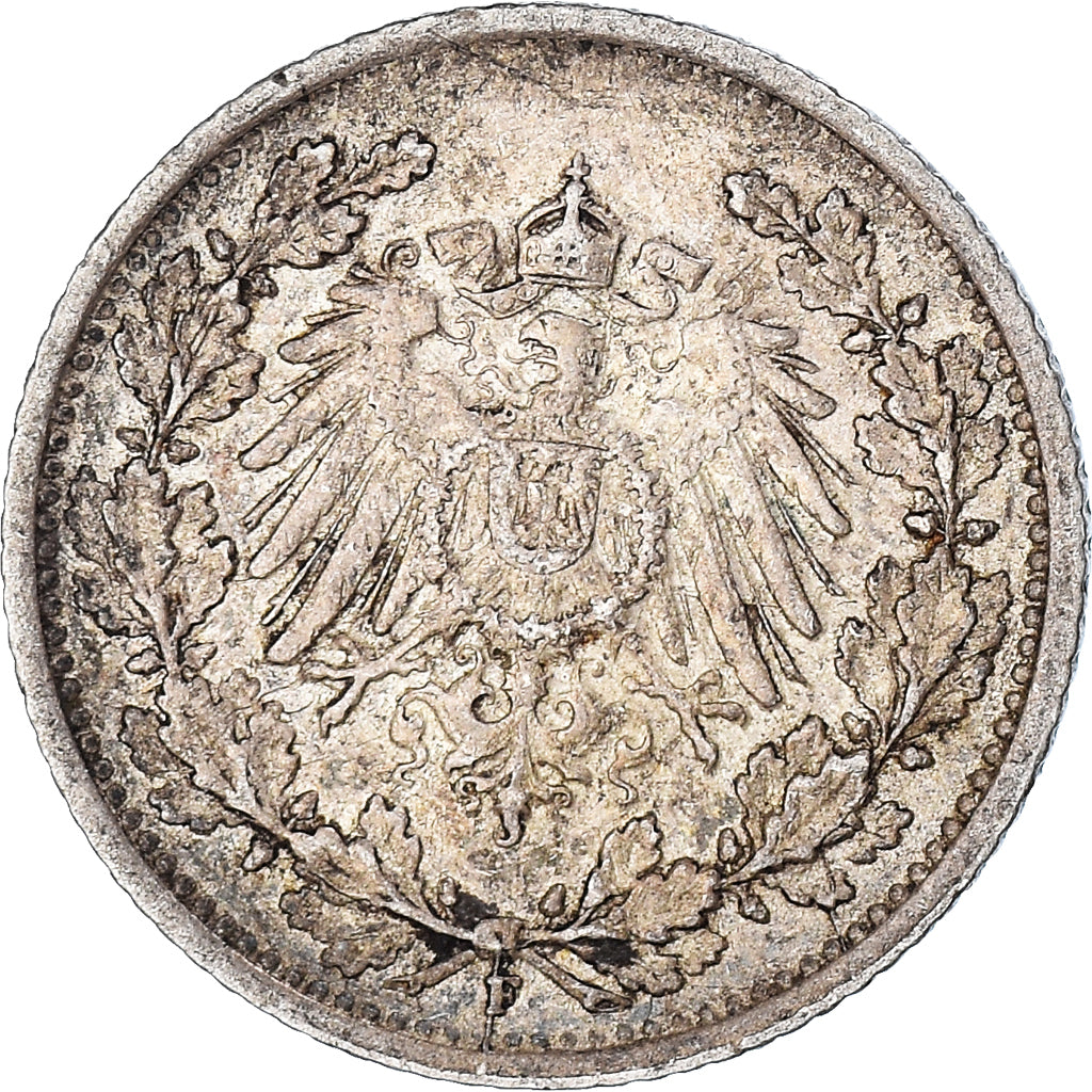 Coin, German States, 1/2 Mark, 1915, Stuttgart, VF(20-25), Silver, KM:17