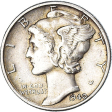 Coin, United States, Dime, 1940, Philadelphia, AU(50-53), Silver, KM:140