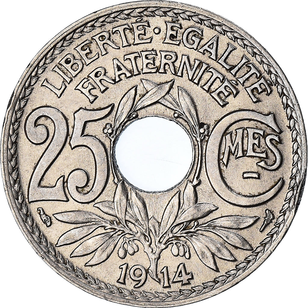 Coin, France, 25 Centimes, 1914, Paris, Lindauer, AU(50-53), Nickel, KM:867