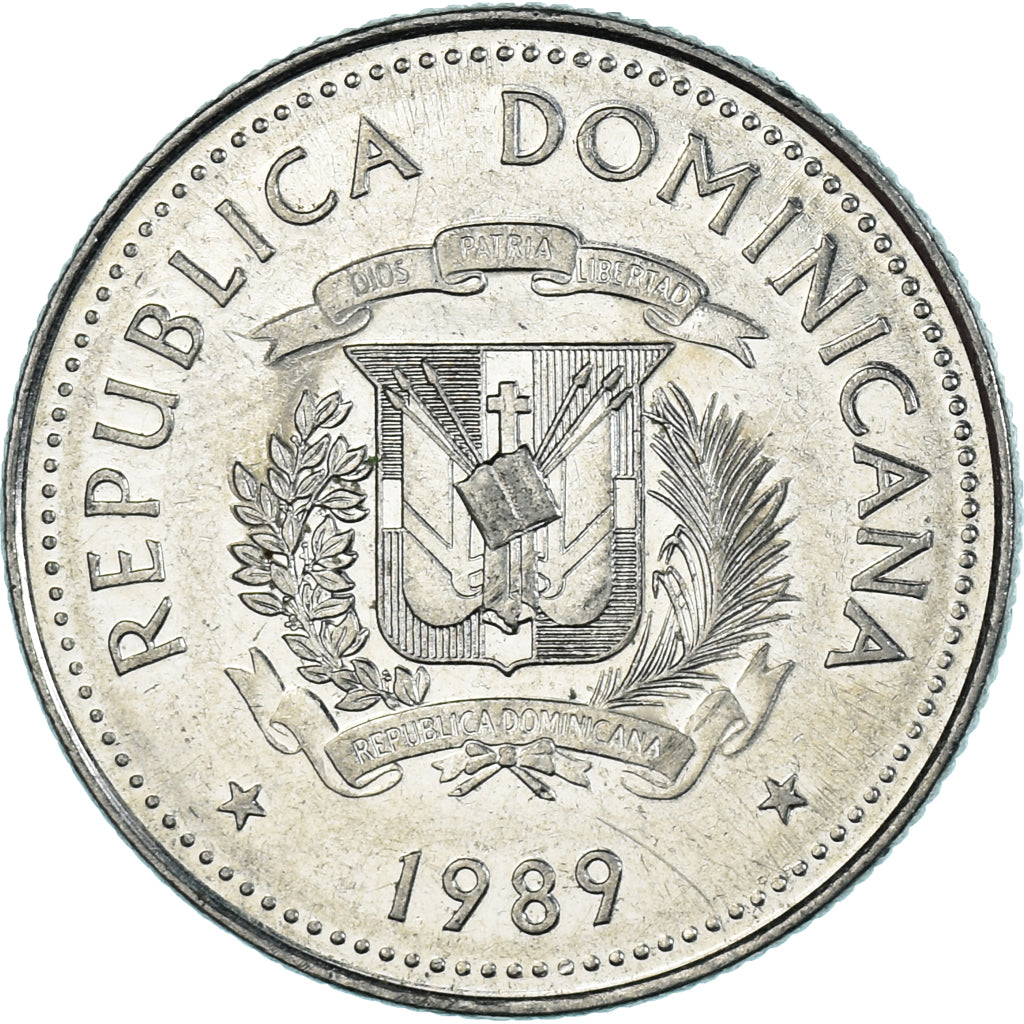 Munten, Dominicaanse Republiek, 25 Centavos, 1989
