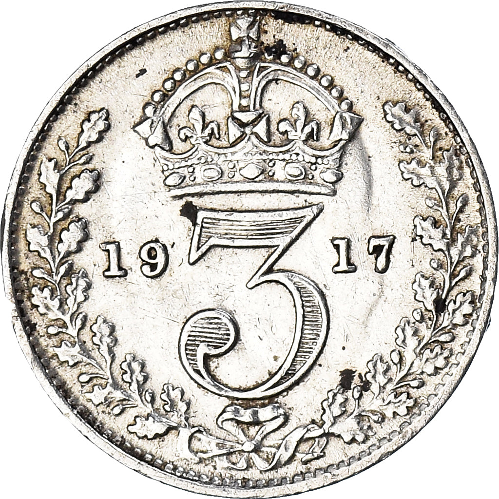 Coin, Great Britain, George V, 3 Pence, 1917, British Royal Mint, VF(20-25)