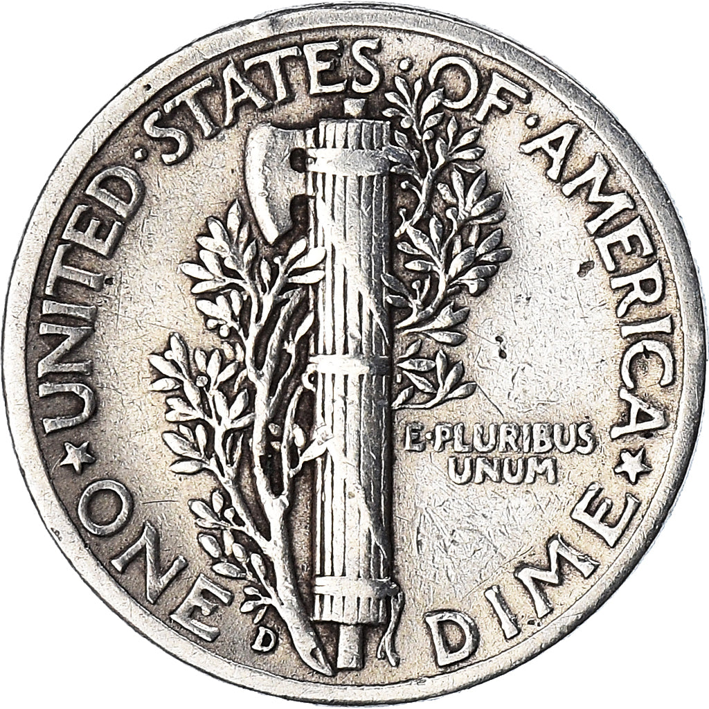 Coin, United States, Mercury Dime, Dime, 1944, Denver, VF(30-35), Silver, KM:140
