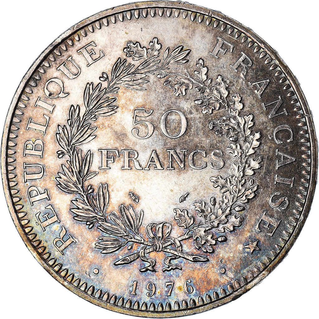 Coin, France, Hercule, 50 Francs, 1976, Paris, AU(55-58), Silver, KM:941.1