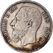 Munten, België, Leopold II, 5 Francs, 1868, Brussels, ZF, Zilver, KM:24