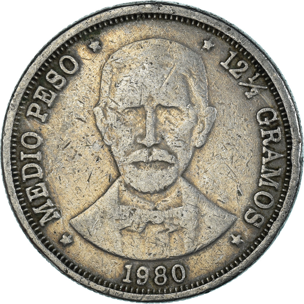 Monnaie, République Dominicaine, 1/2 Peso, 1980