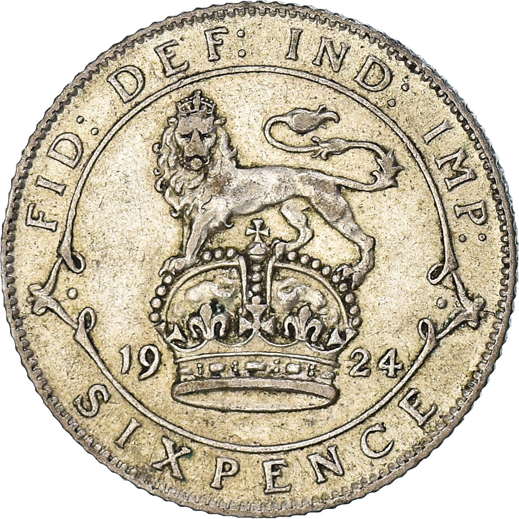 Coin, Great Britain, George V, 6 Pence, 1924, British Royal Mint, VF(30-35)