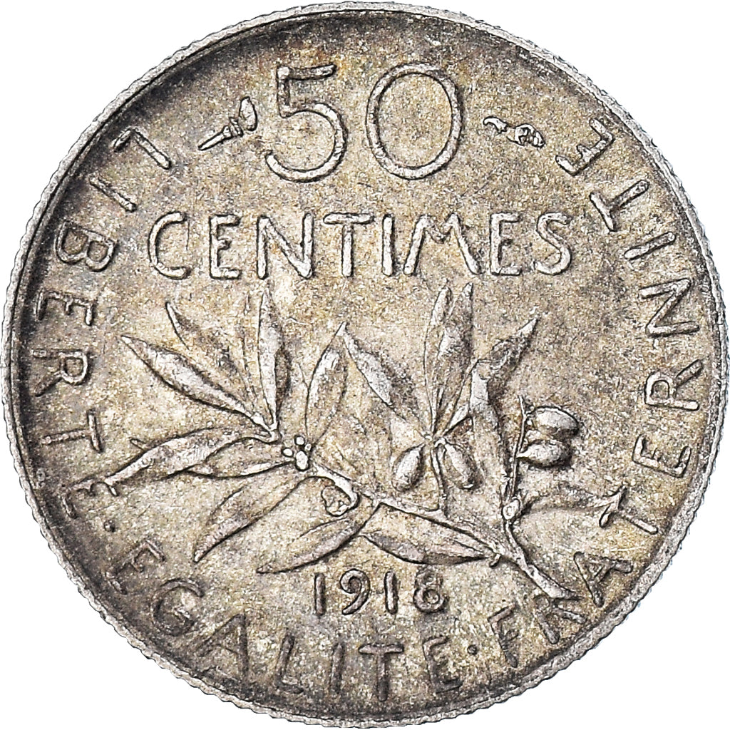Münze, Frankreich, Semeuse, 50 Centimes, 1918, Paris, SS, Silber, KM:854