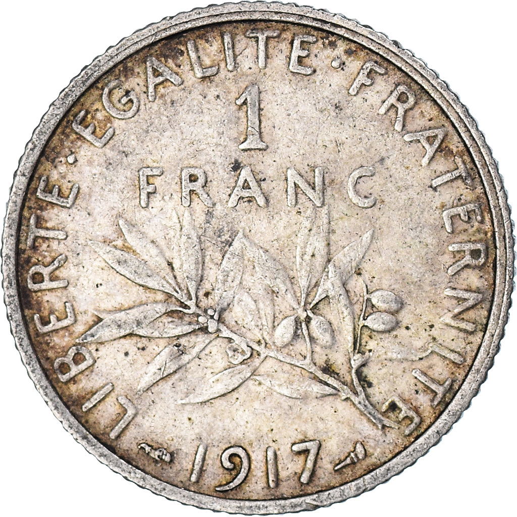 Coin, France, Semeuse, Franc, 1917, Paris, EF(40-45), Silver, KM:844.1