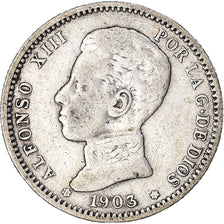 Munten, Spanje, Alfonso XIII, Peseta, 1903, Madrid, FR+, Zilver, KM:721