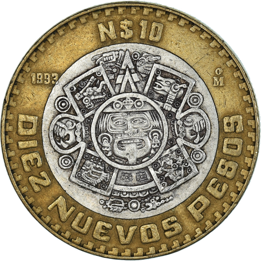 Coin, Mexico, 10 Nuevo Pesos, 1993