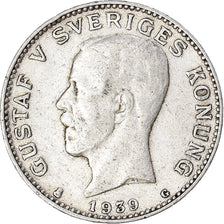 Munten, Zweden, Gustaf V, Krona, 1939, AB Myntverket, ZF, Zilver, KM:786.2