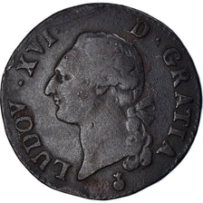 Munten, Frankrijk, Louis XVI, "à l'écu", Sol, 1785, Metz, ZG+, Koper