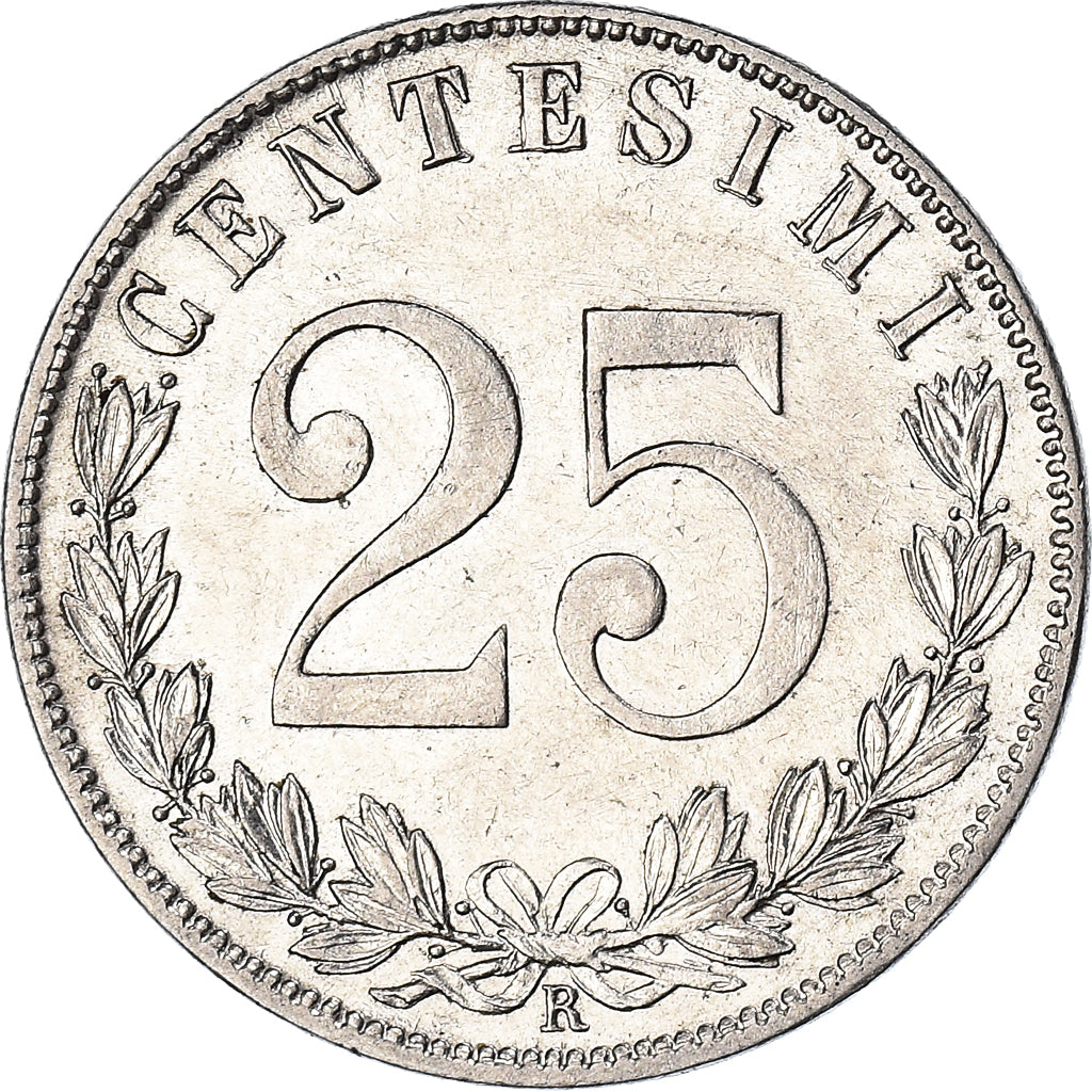 Coin, Italy, Vittorio Emanuele III, 25 Centesimi, 1903, Rome, AU(55-58), Nickel