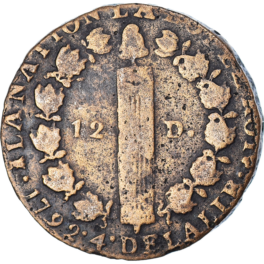 Monnaie, France, Louis XVI, Type François, 12 Deniers, 1792 - (An 4), Limoges
