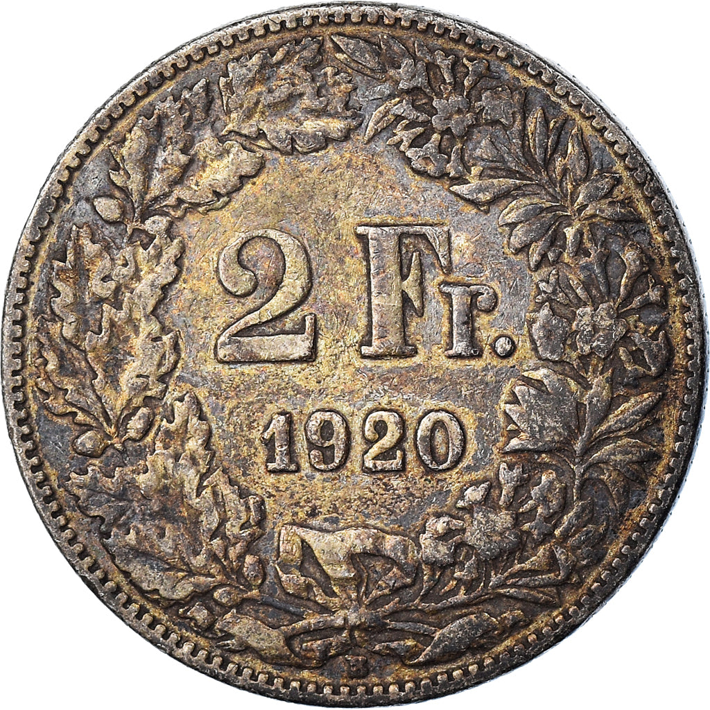 Coin, Switzerland, 2 Francs, 1920, Bern, EF(40-45), Silver, KM:21