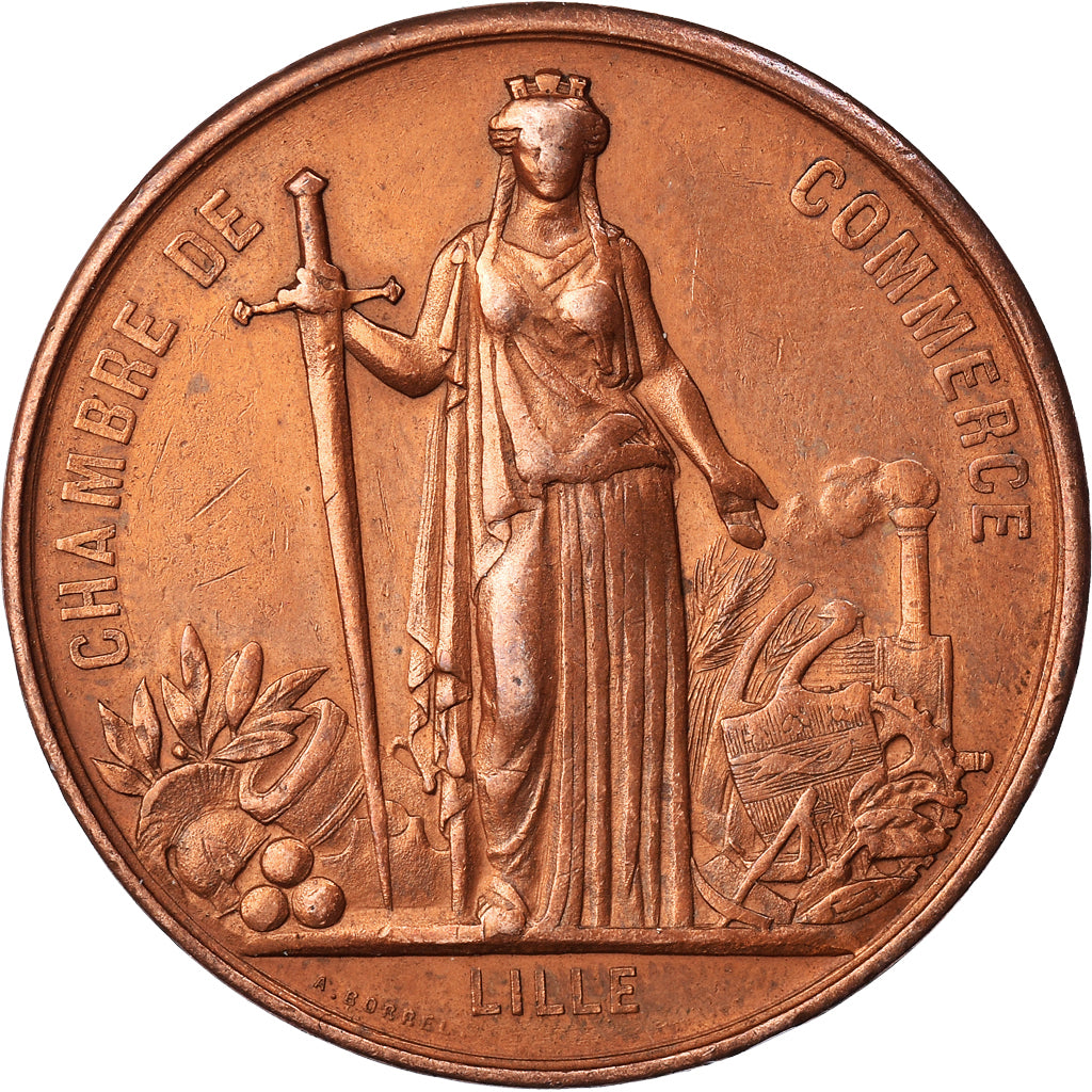 Francia, medaglia, Napoléon III, Visite, Chambre de Commerce de Lille, 1867