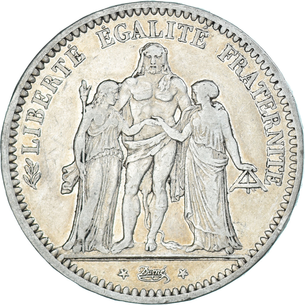 Moneta, Francia, Hercule, 5 Francs, 1848, Paris, MB+, Argento, KM:756.1