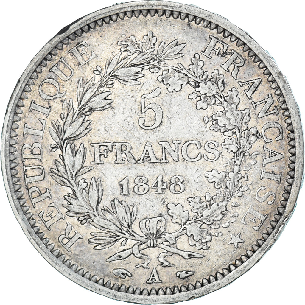 Münze, Frankreich, Hercule, 5 Francs, 1848, Paris, S+, Silber, KM:756.1