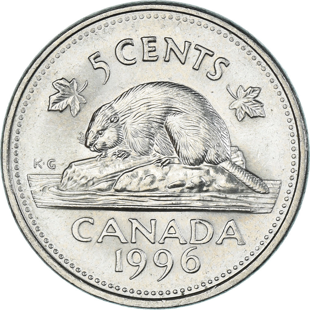 Coin, Canada, 5 Cents, 1996