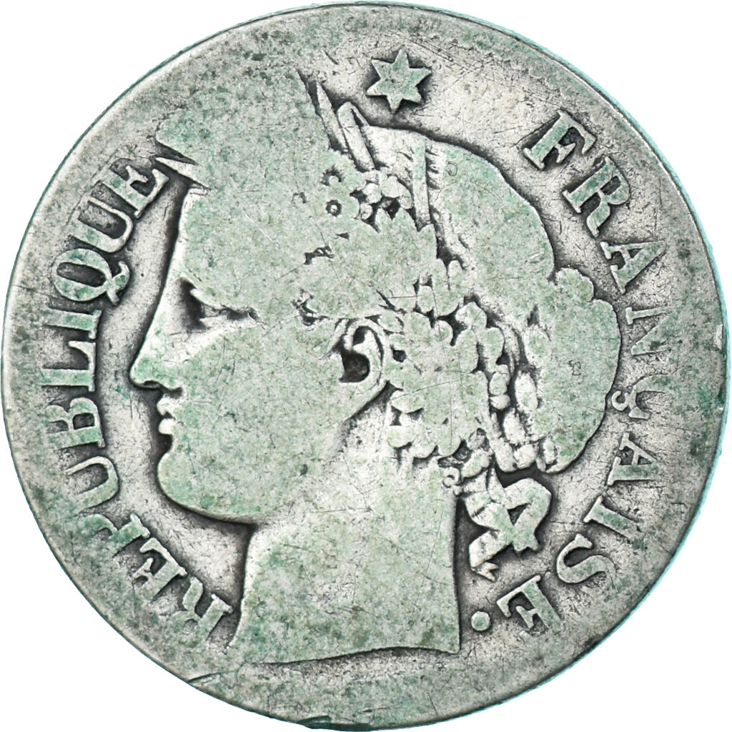 Moneta, Francia, Cérès, 2 Francs, 1871, Bordeaux, B, Argento, KM:817.2
