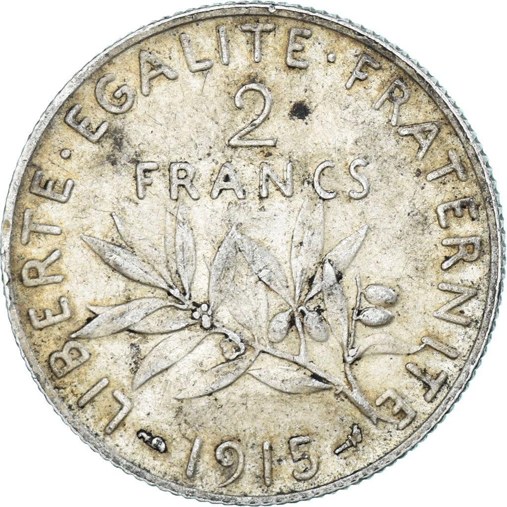 Moneta, Francia, Semeuse, 2 Francs, 1915, Paris, BB, Argento, KM:845.1