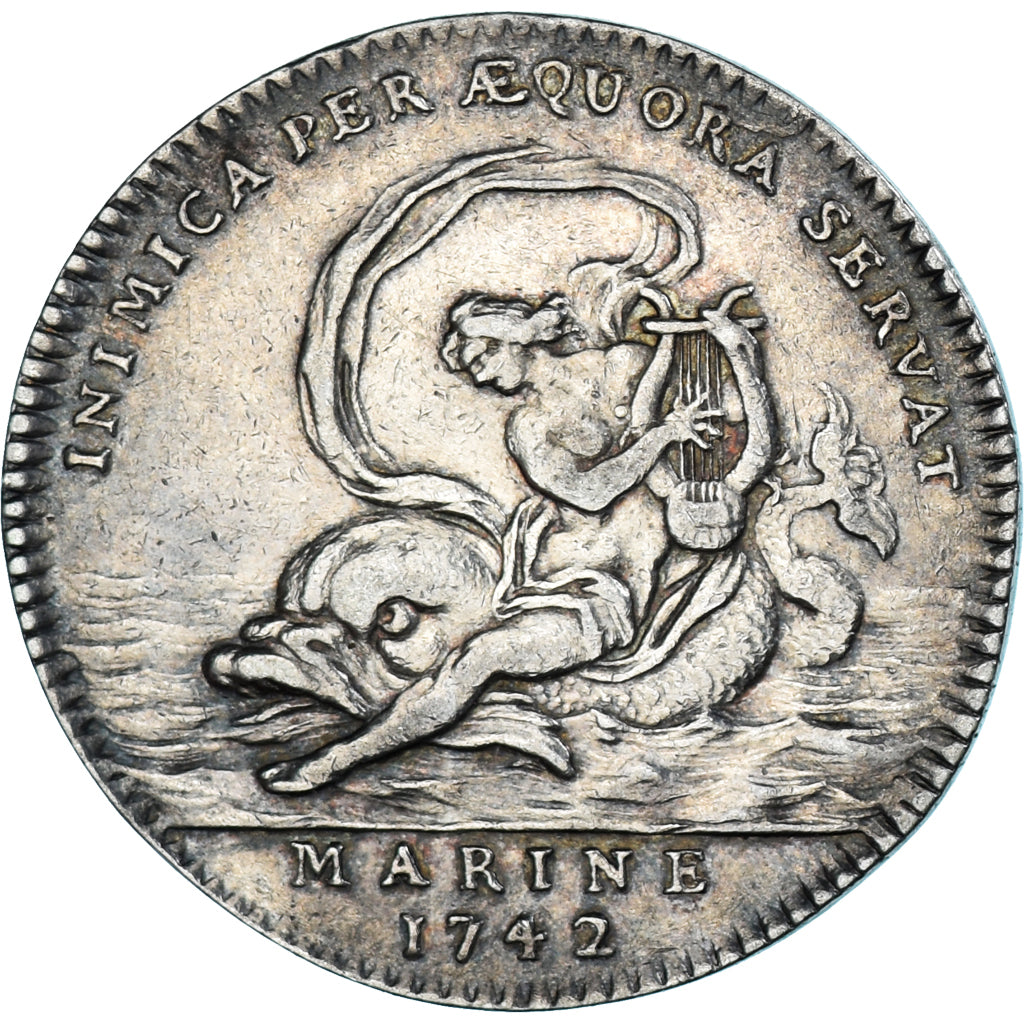 Francia, zeton, Royal, Louis XV, Galères Royales, War., 1742, Marine, MBC