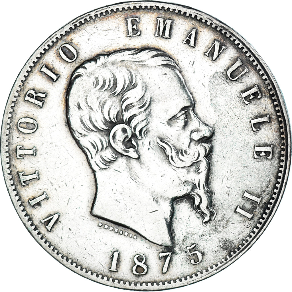 Monnaie, Italie, Vittorio Emanuele II, 5 Lire, 1875, Milan, TB+, Argent, KM:8.3