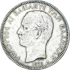 Coin, Greece, George I, 5 Drachmai, 1876, Paris, VF(30-35), Silver, KM:46