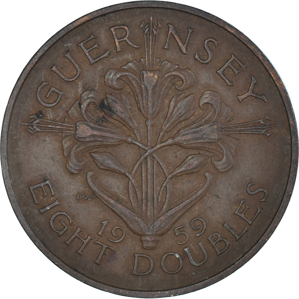 Coin, Guernsey, 8 Doubles, 1959