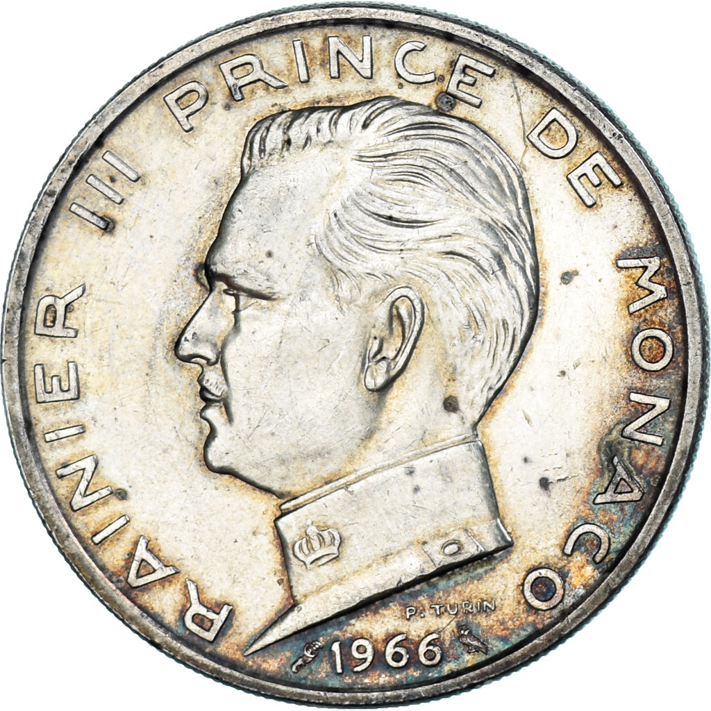 Coin, Monaco, Rainier III, 5 Francs, 1966, Paris, AU(50-53), Silver, KM:141