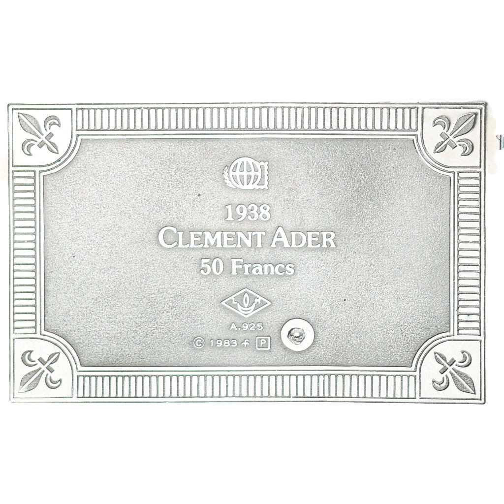 France, Medal, Postal stamp, 50 Francs, Le Médaillier Franklin, Clement Ader