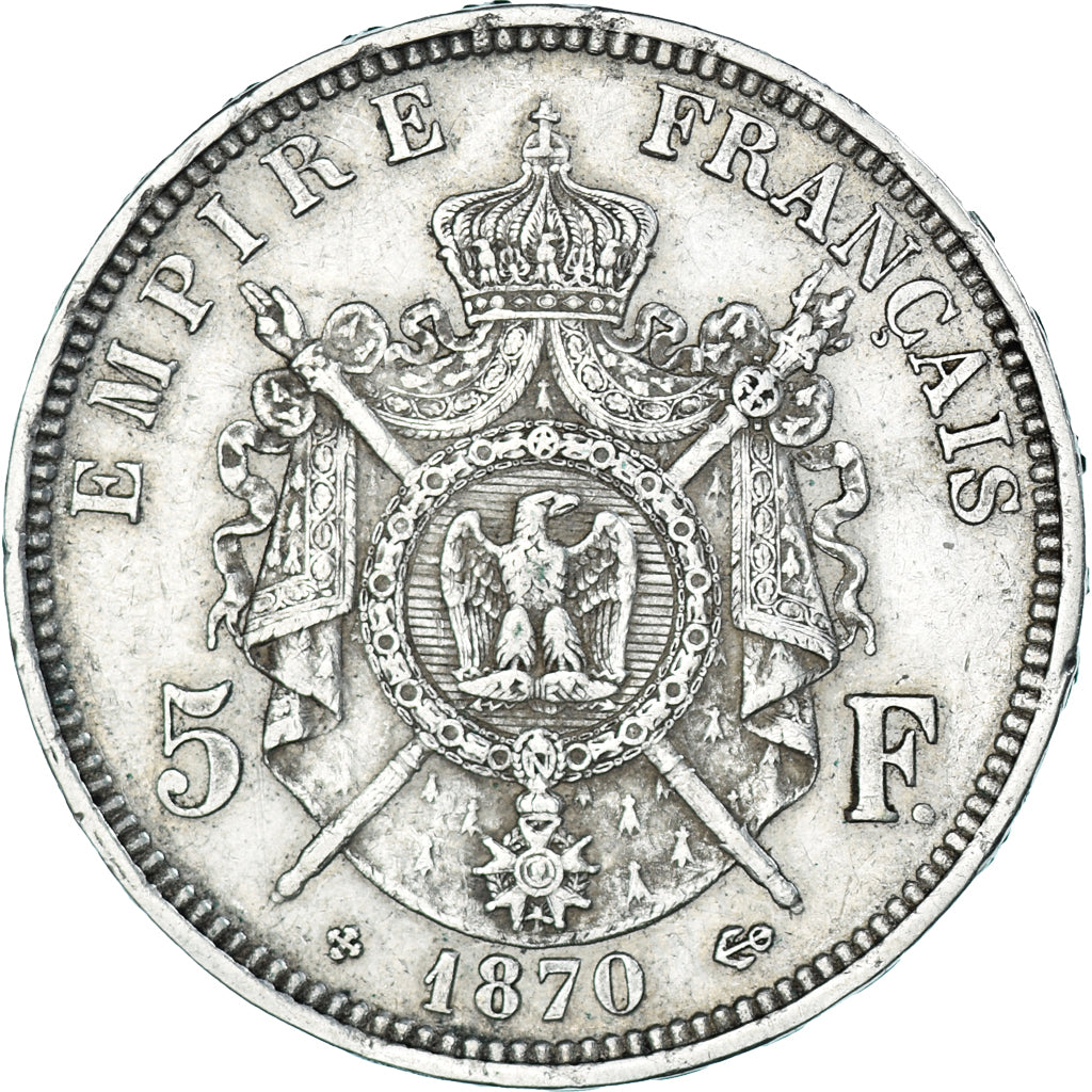 Monnaie, France, Napoleon III, 5 Francs, 1870, Strasbourg, TTB, Argent