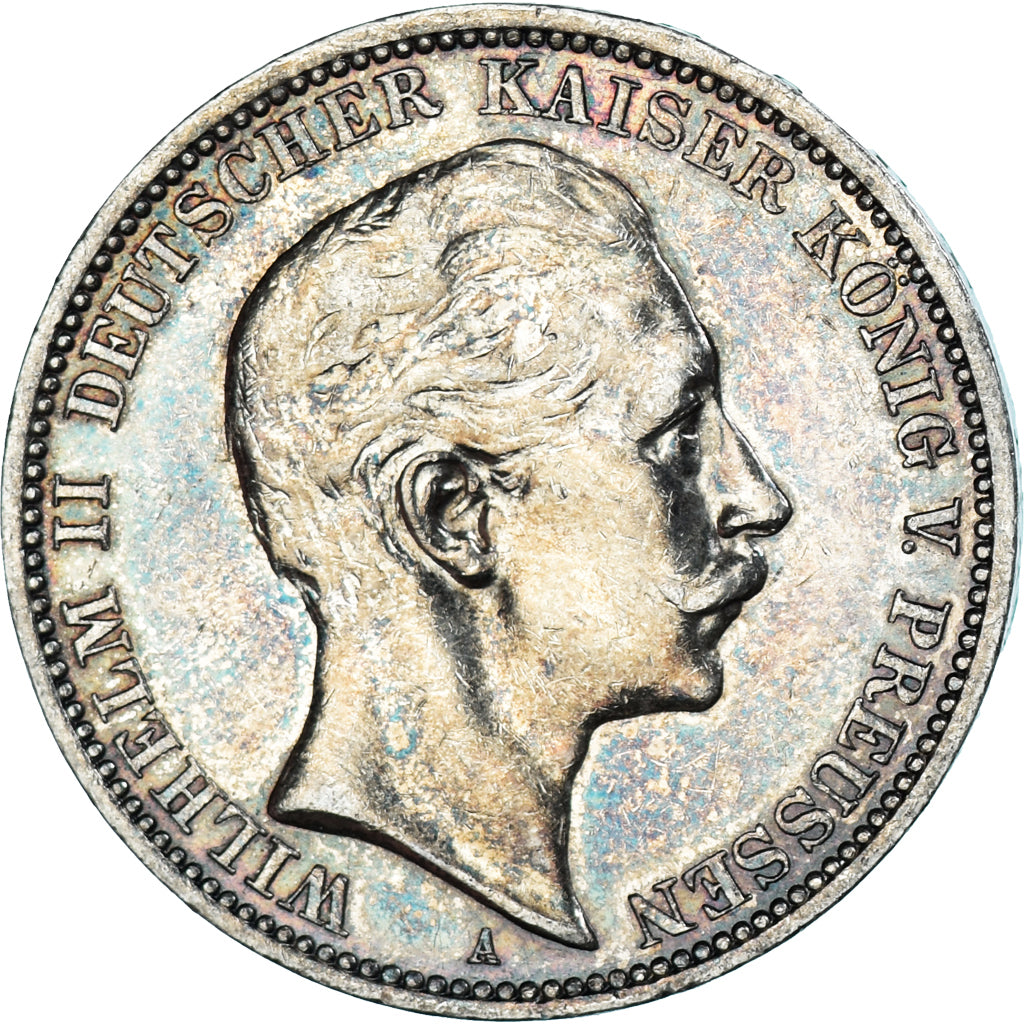Moneta, Landy niemieckie, PRUSSIA, Wilhelm II, 3 Mark, 1910, Berlin, VF(30-35)