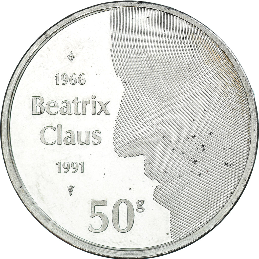 Münze, Niederlande, Beatrix, 50 Gulden, 1991, VZ+, Silber, KM:215