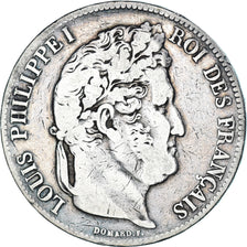 Coin, France, Louis-Philippe, 5 Francs, 1835, Strasbourg, VF(20-25), Silver