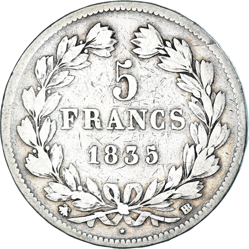 Coin, France, Louis-Philippe, 5 Francs, 1835, Strasbourg, VF(20-25), Silver