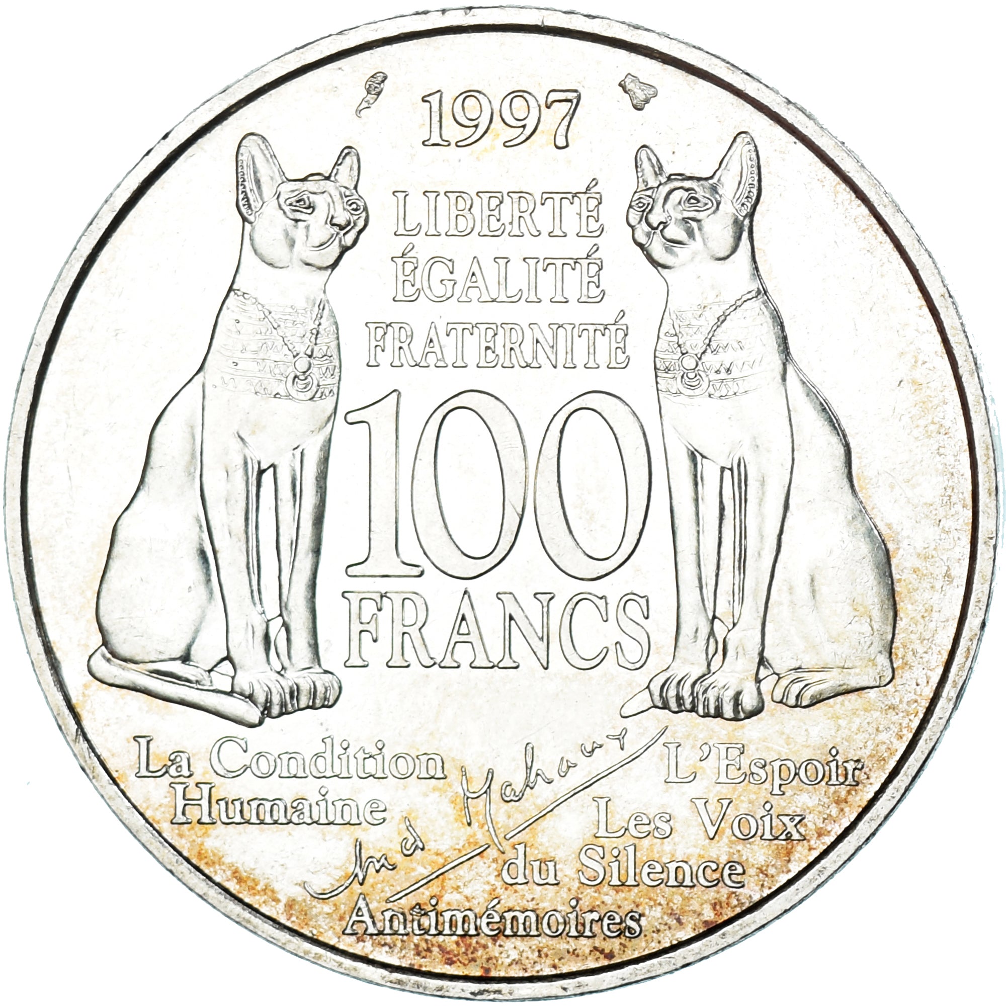Coin, France, André Malraux, 100 Francs, 1997, EF(40-45), Silver, KM:1188