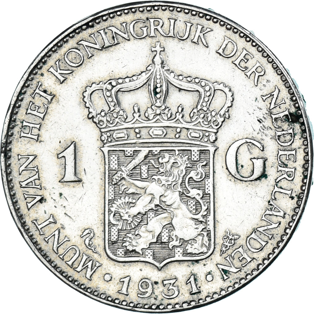 Moneda, Países Bajos, Wilhelmina I, Gulden, 1931, MBC, Plata, KM:161.1