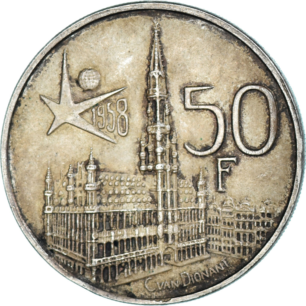 Coin, Belgium, 50 Francs, 50 Frank, 1958, AU(55-58), Silver, KM:150.1